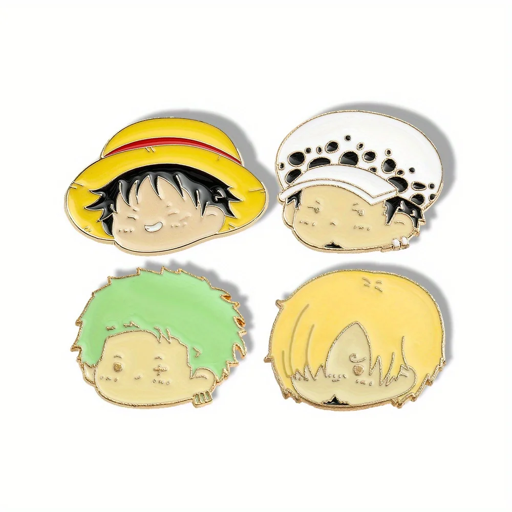 Anime Cosplay One Piece - 4 Pcs Anime Character Brooch Simple